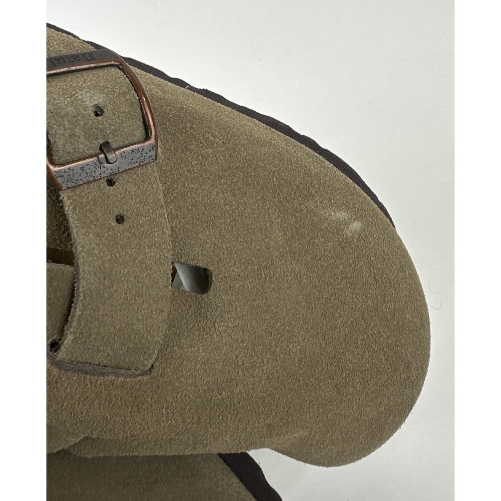 Birkenstock Boston Clog Taupe Tan Brown Sandal Suede Leather Mules Size 40 L9 M7 - Picture 7 of 12